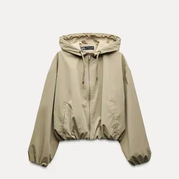 [ 미사용 새상품 ] ZARA 러버 피니쉬 후디드 자켓 M