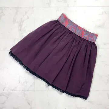 새상품급 mother 페이크 스웨이드 플레어 스커트 와인 F*PD746