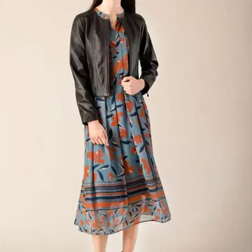 ANAYI 아나이 그래피컬 플라워 프린트 플레어 원피스 일본제 36