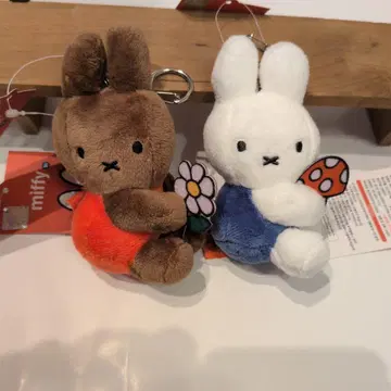 한국 미피 봉제 인형 키링 miffy 나인체 키링 꽃