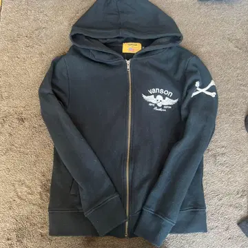 vanson 스컬 디자인 풀 집업 후드티 M 블랙