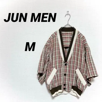 [ 레어/빈티지 ] 준맨 기하학 체크 무늬 겉옷 가디건 M