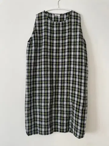 fog linen work 린넨 원피스 체크 슬리브리스