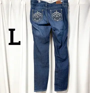 maurices [ L ] 백 포켓 자수 & 큐빅 스키니 데님