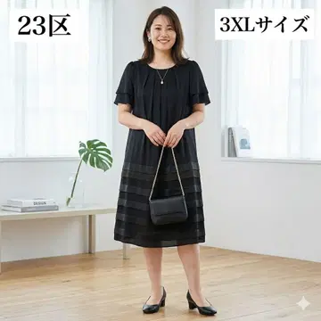 23구 아프로디르 실크 100% 밑단 티어드 원피스 블랙 3XL 새상품급