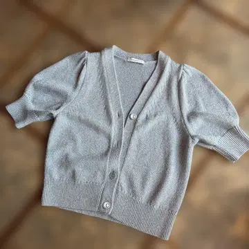 ANAYI 스카이블루 실버 라메 반팔 가디건 사이즈 38