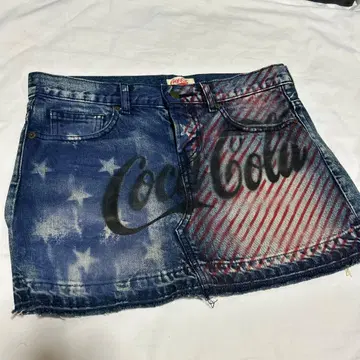 코카콜라 데님 스커트 M 미니 스커트 프린트 빈티지