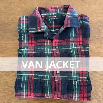 VAN JACKET 거즈 반팔 셔츠 체크 레드 그린