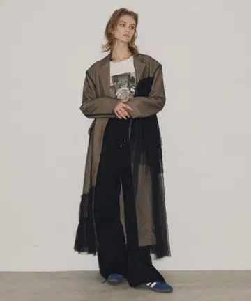 새상품 la belle etude 레이어드 튤 개더 롱 자켓