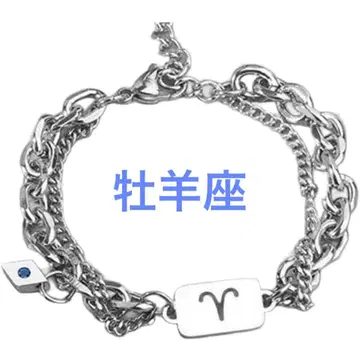 남녀 공용 조절 가능한 스테인리스 스틸 별자리 더블 체인 링크 팔찌