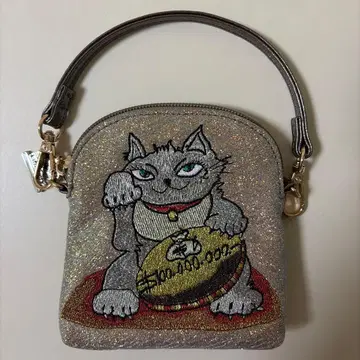 리타짱 멀티 파우치 백 고양이 자수 메탈릭