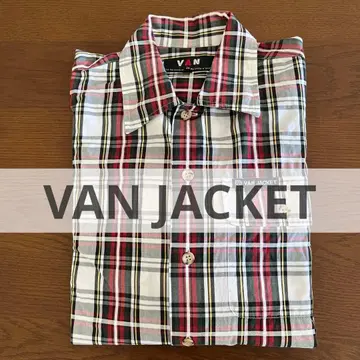 VAN JACKET 긴팔 체크 셔츠 면 100%
