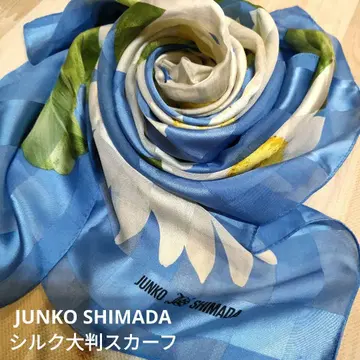 JUNKO SHIMADA 스카이블루 꽃무늬 실크 스카프