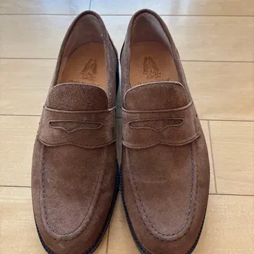 Hush Puppies 브라운 스웨이드 천연 가죽 남성용 로퍼 25cm