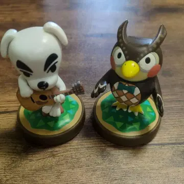 동물의 숲 amiibo 피규어와 너굴이와 박물관장