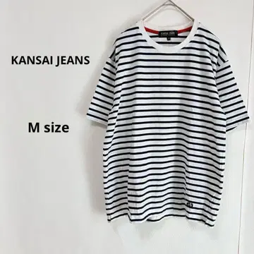 KANSAI JEANS 보더 무늬 티셔츠 M 반팔 화이트 네이비