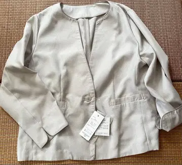 3XL 노카라 자켓 수트 셋업 라이트 그레이 새틴풍