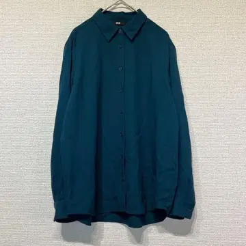 유니클로 긴팔 셔츠 심플 그린 캐주얼 루즈핏 겉옷 b135