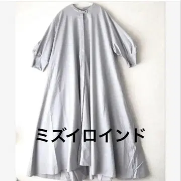 [미즈이로 인드] 플레어 원피스 밴드 카라 셔츠 원피스