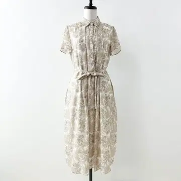 새상품급 매킨토시 런던 플라워 프린트 원피스 베이지 38