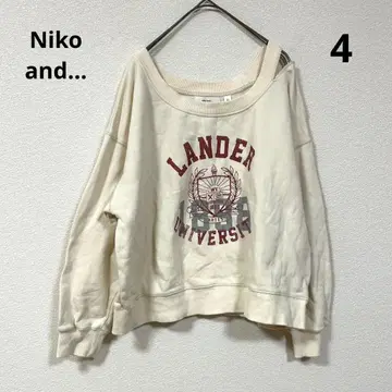 Niko and - 그래픽 프린트 맨투맨 면 혼방 오프숄더