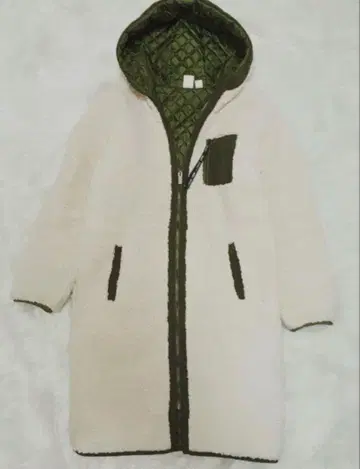 록시 ROXY 보아 코트 후드 부착 아이보리 화이트 M 사이즈