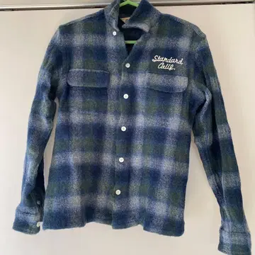 Standard Calif. 울 셔츠 청록색 체크