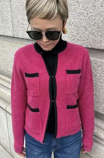 미사용 젠 가디건 마젠타