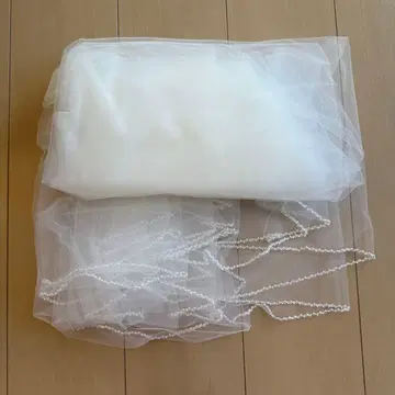 화이트 튤 비즈 장식 타카미 웨딩 베일 롱 3m