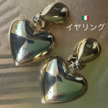 이탈리아제 빅 사이즈 귀찌 골드 하트 금 도금 빈티지