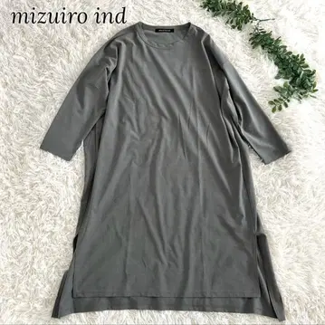 미즈이로 인드 크루넥 티셔츠 원피스 슬릿 루즈핏 빅