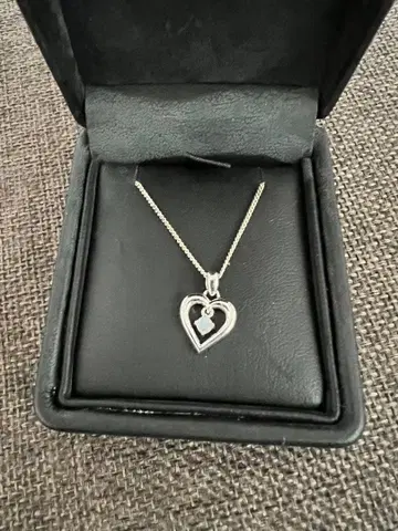 실버 오팔 하트형 펜던트 목걸이 케이스 포함