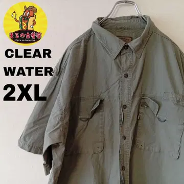 USA 구제 의류 CLEAR WATER 낚시 셔츠 2XL 그린