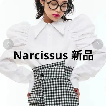 새상품 Narcissus 나르시스 퍼프 슬리브 셔츠 블라우스 흰색 화이트