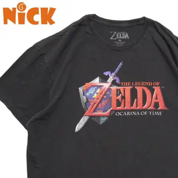 젤다의 전설 시간의 오카리나 블랙 로고 프린트 반팔 T셔츠 게임T