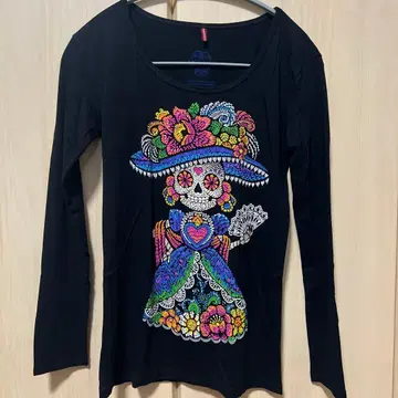 AYGUEY 컬러풀 스컬 디자인 긴팔 티셔츠 멕시코