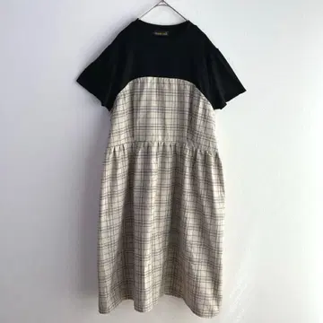 5115 이소재 도킹 원피스 4L 반팔 허리마크 체크