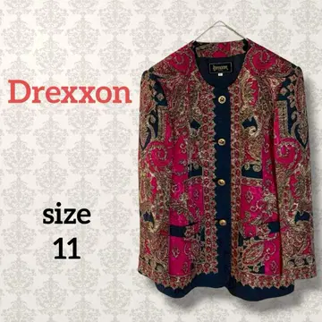 도리안 [11] 페이즐리 무늬 노카라 자켓 레트로풍 어깨 패드 골드 버튼