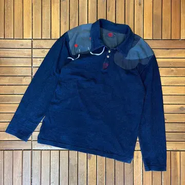 고대신 의상 오스티아 재팬 긴팔 피케 셔츠 네이비 나염 인디고 교토