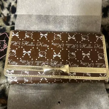 레어 Hello Kitty 리본 포함 장지갑 브라운 x 골드 2006년