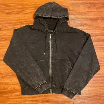 헤비 웨이트 빈티지 숏 풀 집업 후드티