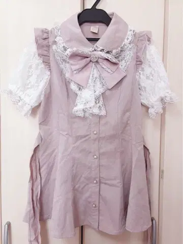 시크릿허니 소매 & 러플 레이스 반팔 셋업