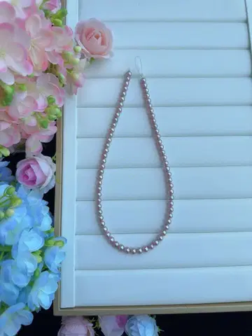 담수 진주 핑크 진주풍 비즈 목걸이