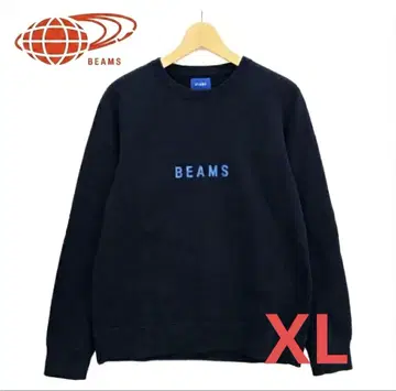 BEAMS 로고 네이비 맨투맨 크루넥 트레이닝복 XL(LL)