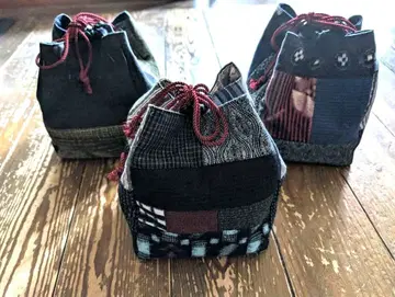 카스리 빈티지 원단 패치워크 복조리 가방과 코스터 2개 3종 세트