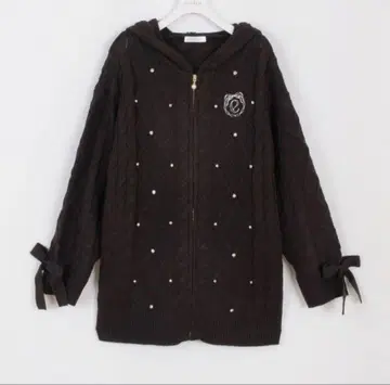 evelyn 에블린 비쥬 케이블 후드티 블랙