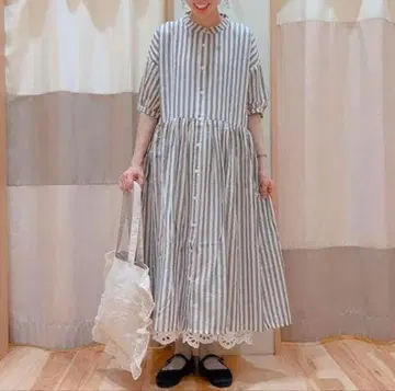 사만사 모스모스 스트라이프 롱 셔츠 원피스 와이드 오버 사이즈