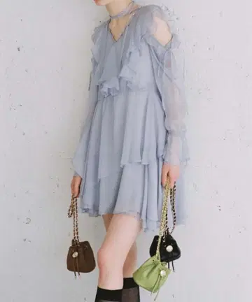 snidel Sustainable 프린트 프릴 미니 원피스 0