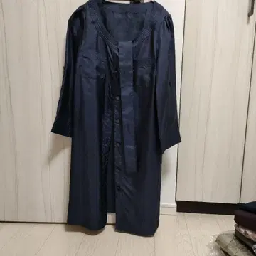 ANAYI 네이비 버튼 롱 코트 사이즈 38