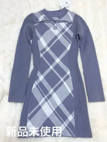 립 서비스 그레이 체크 무늬 원피스 긴팔